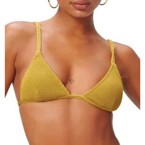 Good American Always Fits Triangle Bikini Top Size 0 XS Swim Dirty Olive NWT